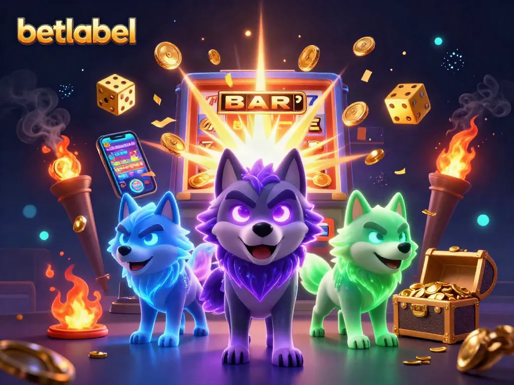 Experience thrilling gaming with betlabel's vibrant 3D casino illustration showcasing dynamic slots.