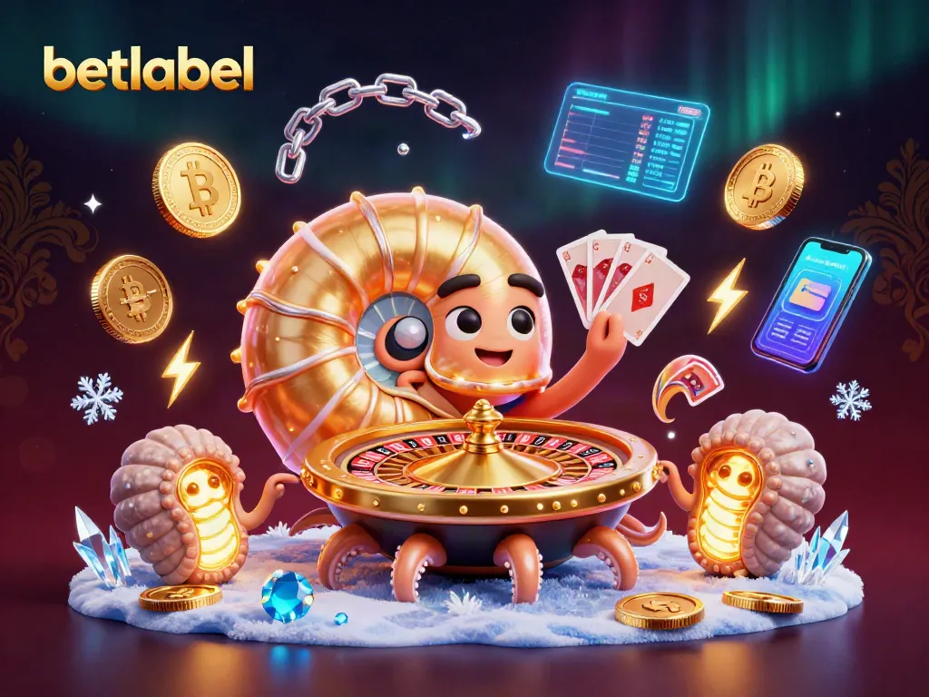 Win big at betlabel casino with a giant nautilus dealer and glowing crypto coins in a vibrant 3D scene.